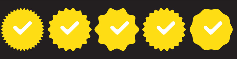 Wall Mural - verified badge icon tick symbol vector blue verification badge approved check mark icon - quality ce