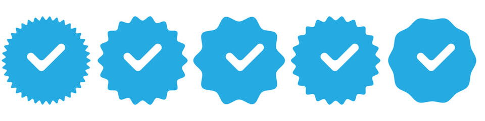 Wall Mural - verified badge icon tick symbol vector blue verification badge approved check mark icon - quality ce