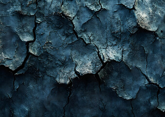 Cracked Dark blue background. A close-up of a dark, cracked ground texture, suitable for adding a dramatic, moody element to backgrounds in any creative project