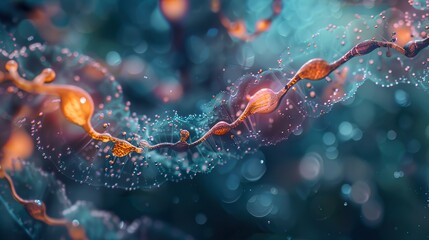 Wall Mural - abstract dna structure: a microscopic exploration of life