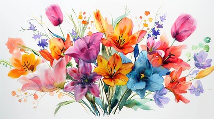 Sticker - Watercolor Bouquet of Colorful Flowers