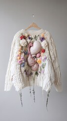 Wall Mural - A sweater with a heart and flowers on it