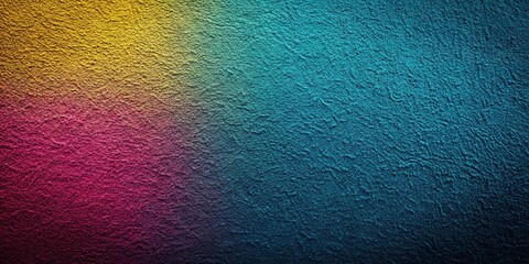 Abstract dark blue yellow pink teal grain texture gradient background with space and grunge grainy texture Extreme Close-Up