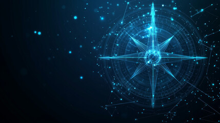 Wall Mural - a compass design that looks like a starry sky or outer space, with dots, lines, and shapes that repr