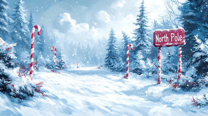 north pole winter scene