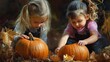 © Business Pics - children play with pumpkins