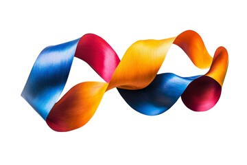 Aufkleber - Abstract colorful ribbon design, blending hues of blue, orange, and pink, against a white isolate background.
