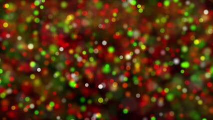 Wall Mural - Abstract looping animated background of colorful luminous Christmas particles falling with bokeh effect on a black background