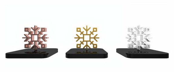 Sticker - Colorful Snowflake icon isolated on white background. Minimalism concept. 3D render illustration