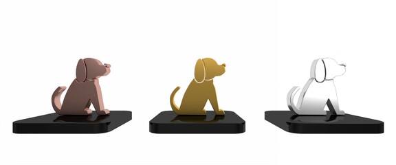 Poster - Colorful Dog icon isolated on white background. Minimalism concept. 3D render illustration