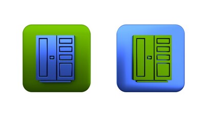 Colorful Wardrobe icon isolated on white background. Square button. 3D render illustration