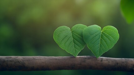 Interlaced Heart Shaped Leaves on Tree Branch Nature Inspired 3D