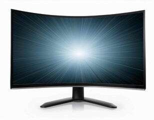 Ultrawide lcd monitor screen isolated on white background