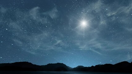 Wall Mural - night christmas panorama with a star in the sky