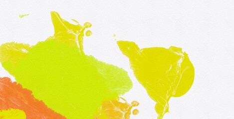 Orange paint texture grunge design art color splash abstract background on white paper water color