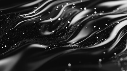 Wall Mural - beautiful black and white liquid swirls with white particles. luxurious art wallpaper. generative ai