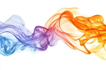 Fototapete - Colorful abstract smoke waves flowing gracefully on a white background, creating a sense of movement and fluidity.