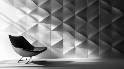 Wall Mural - polished, semigloss wall background with tiles. triangular, tile wallpaper with 3d, black blocks. 3d