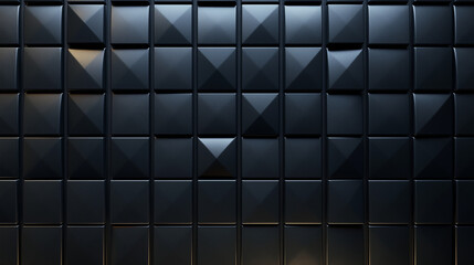 Wall Mural - polished, semigloss wall background with tiles. triangular, tile wallpaper with 3d, black blocks. 3d