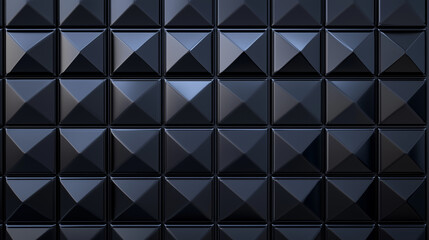 Wall Mural - polished, semigloss wall background with tiles. triangular, tile wallpaper with 3d, black blocks. 3d