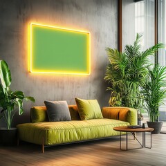 Poster - Neon Light Mockup in Modern Interior Space