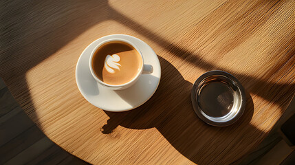 cup of coffee on table. Generative AI