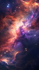 Wall Mural - colorful nebula in deep space, 4k hyperrealistic photo
