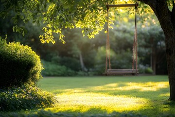 Tree swing in garden