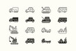 © Xookits - Modern transportation and vehicle icon set design with outline stroke and solid color variation