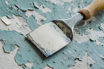 Wall Mural - Putty knife scraping paint