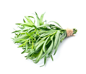 Wall Mural - Twig tarragon herbs on white backgrounds. Estragon