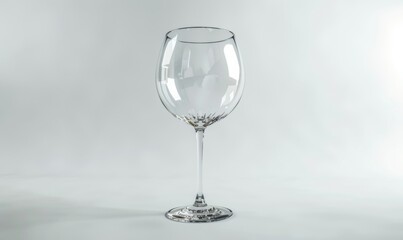 Elegant crystal wine glass, white background, 4K hyperrealistic photo