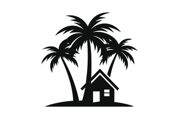 Wall Mural - palm tree with home logo H.eps