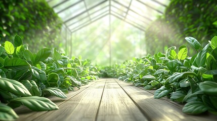 Wall Mural - Green Leaves In A Greenhouse.