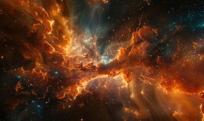 Wall Mural - colorful nebula in deep space, 4k hyperrealistic photo