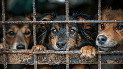 Poster - Dogs in a Cage