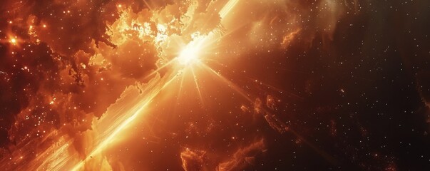Wall Mural - Pulsating conical space explosion with luminous nebulae and interstellar debris, 4K hyperrealistic photo