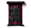 © Mahmud - Black scroll with red decoration on a white background design, ancient black paper texture, vector illustration design, flat design, 2D game art design, simple design,