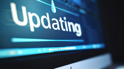 Wall Mural - close-up of computer screen showing software update progress bar with 