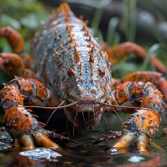 Wall Mural - Close-up of a Spiky Lobster in Water