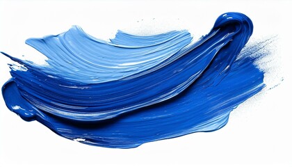 Wall Mural - blue oil brush stroke on white background; abstract art collage; modern design