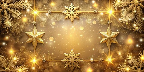 Experience the enchantment of a gold winter card featuring radiant snowflakes and stars in a seamless loop, capturing the spirit of the festive holiday season.