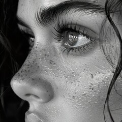 Canvas Print - Close Up Portrait of a Woman's Eye with Freckles