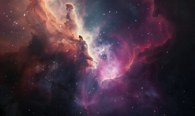 Wall Mural - colorful nebula in deep space, 4k hyperrealistic photo
