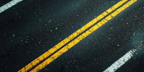 Sticker - Black Asphalt Road with Yellow Lines