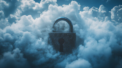 Wall Mural - padlock engulfed in cloud