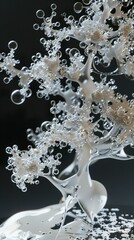 Wall Mural - abstract 3d render of a white liquid with bubbles