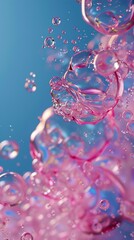 Sticker - Abstract Pink Bubbles in Water - Macro Photography