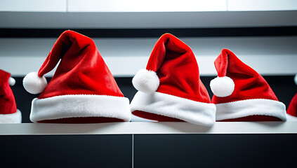 collection red santa claus hats isolated white perfect festive designs