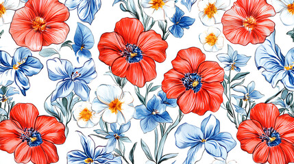 Wall Mural - seamless pattern with flowers 